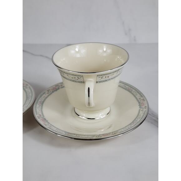 Lenox Charleston China Tea Cup Saucer Porcelain Ivory Year 90s Dinnerware USA x3 - Picture 6 of 16